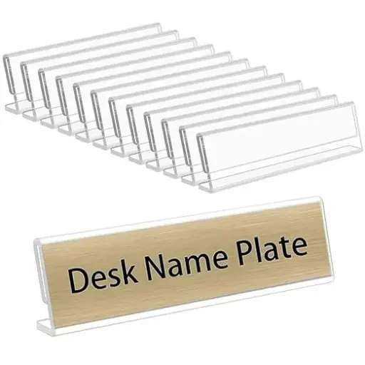 [10PA312T] 12 inch Acrylic Table Desk Name Plate for Home Restaurants Personalized Name Plate | Reusable Name Holder for Business Training Event 