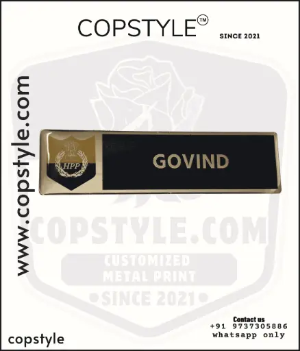 [HPPNP7520UV] Himachal Pradesh Police Metal Name Plate – Official & Customizable Badge for Officers