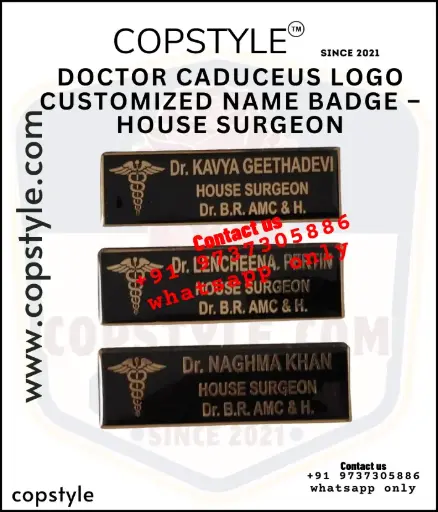 Doctor Caduceus Logo Customized Name Badge  House Surgeon