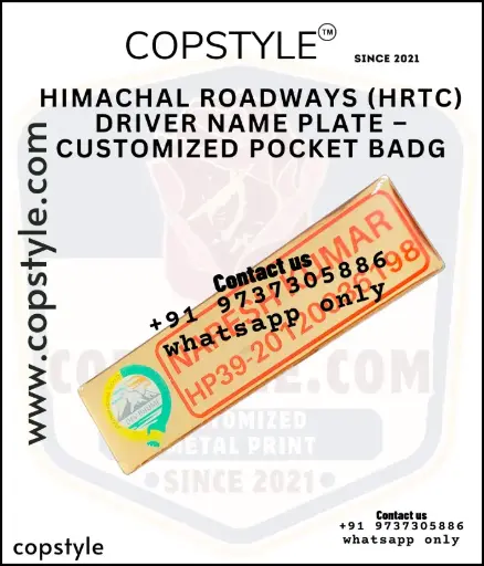 Himachal Roadways (HRTC) Driver Name Plate – Customized Pocket Badge