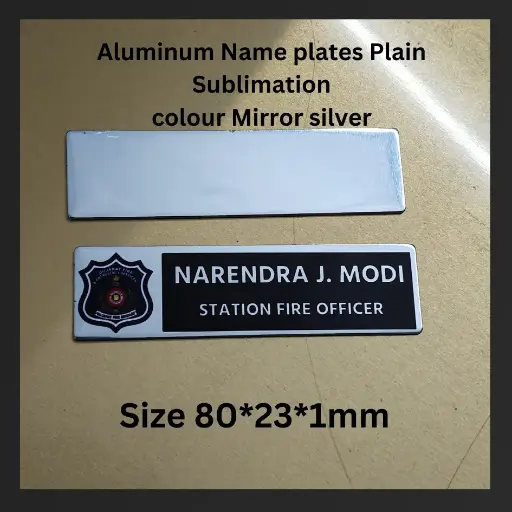 80*23 MM Mirror Silver Sublimation Blank Aluminum Name Plates 