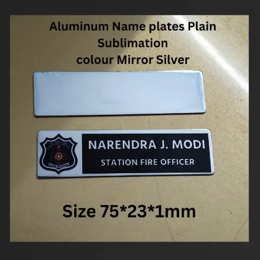 75*20MM Mirror Silver Sublimation Blank Aluminum Name Plates